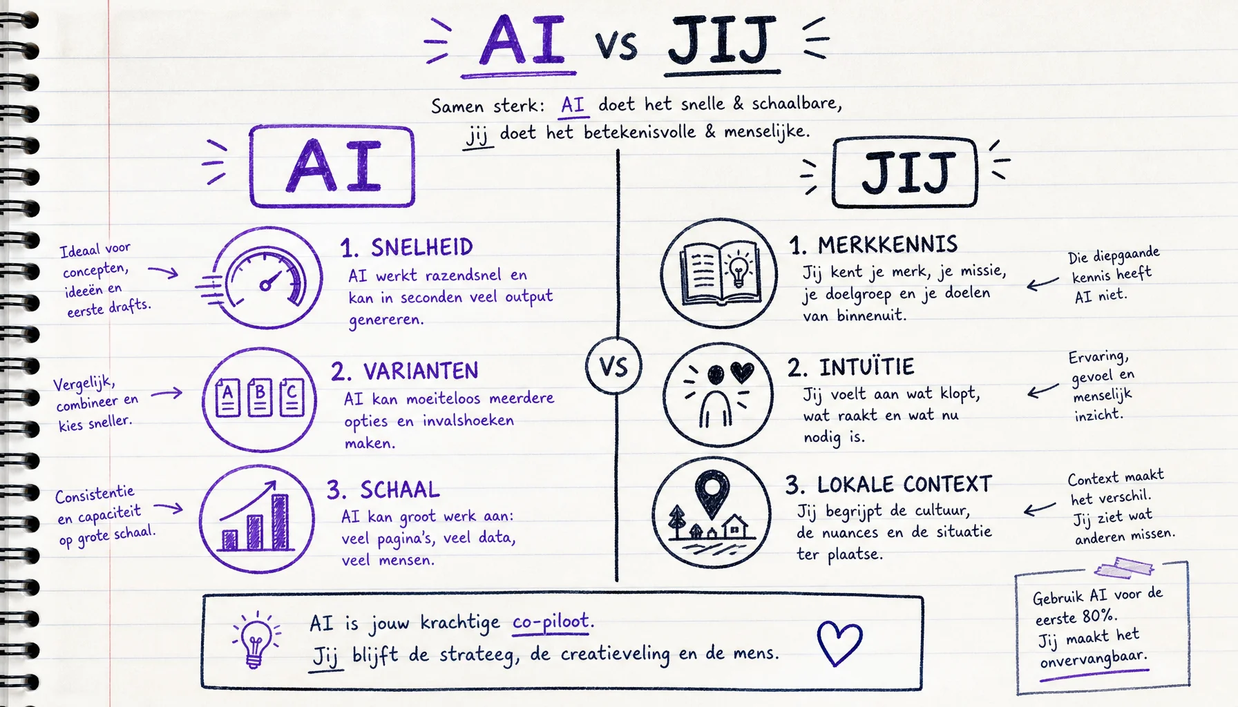 Vergelijking tussen color stijl en mono stijl voor handgetekende AI diagrammen
