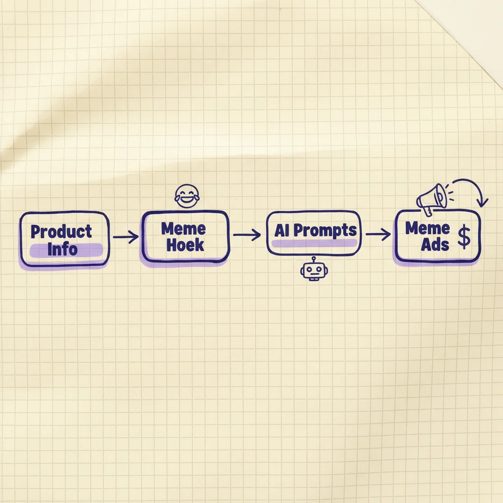 AI meme ads workflow: van productinfo naar meme advertentie in 4 stappen