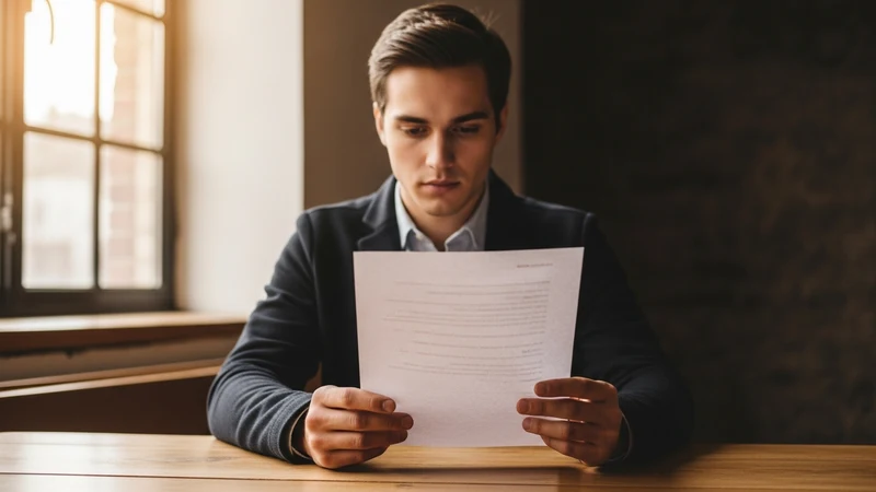 Professional reviewing documents at a desk with natural lighting